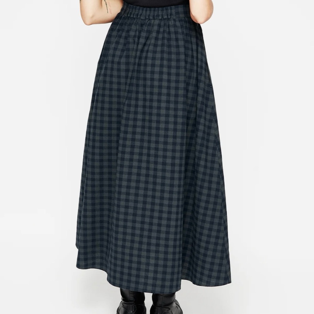 Disturbia Jeannie Check Cotton Button Midaxi Skirt - Picture 4 of 9